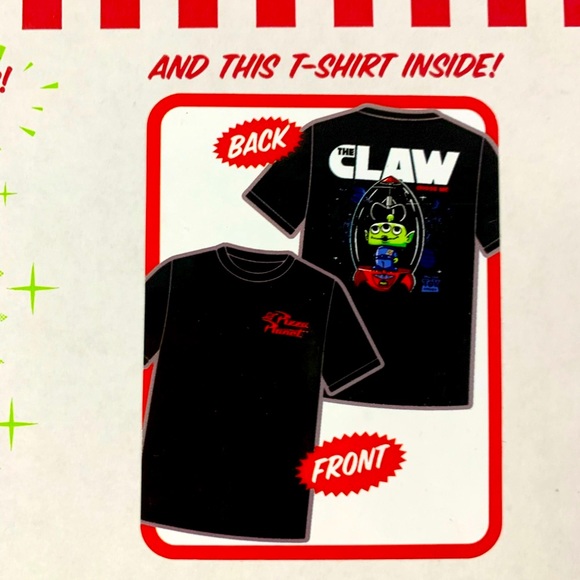 Exclusive BoxLunch 2020 Pizza Planet S Tee & Glitter Translucent Alien Funko Pop - Picture 5 of 11